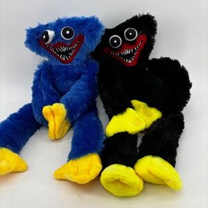 Poppy Playtime Huggy Wuggy Plush Toy Set Blue and Black Horror Game Figures 15in